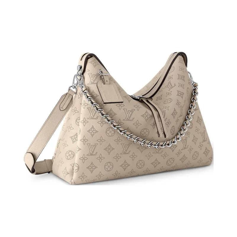 LOUIS VUITTON Leather Shoulder Bag Women's Pebble Gray-1