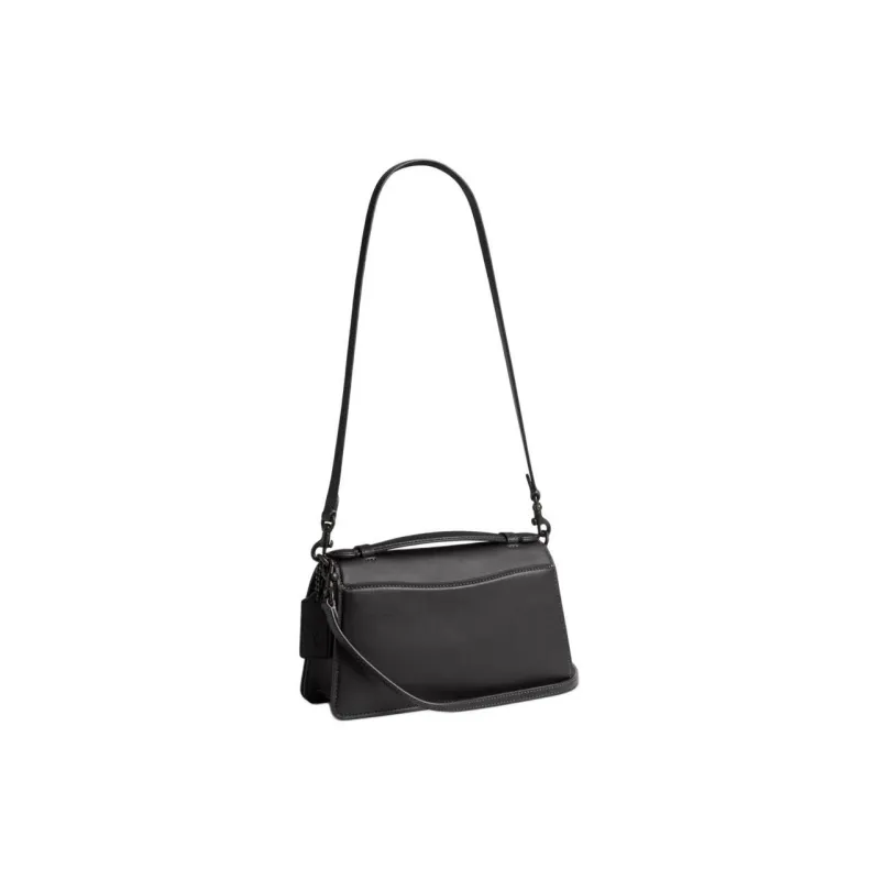 COACH Glove Tanning Handbag Shoulder Bag Medium Size Women's Matte Black-1