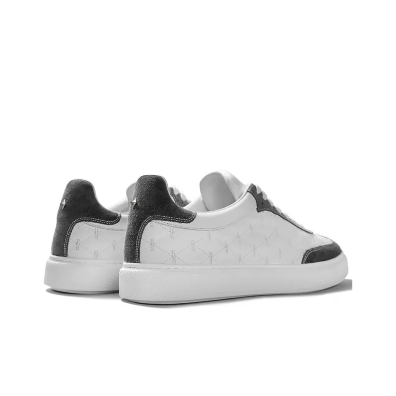 THOM WILLS Trendy Versatile German Army Trainers Low Top Skateboard Shoes Men's Gray White-3