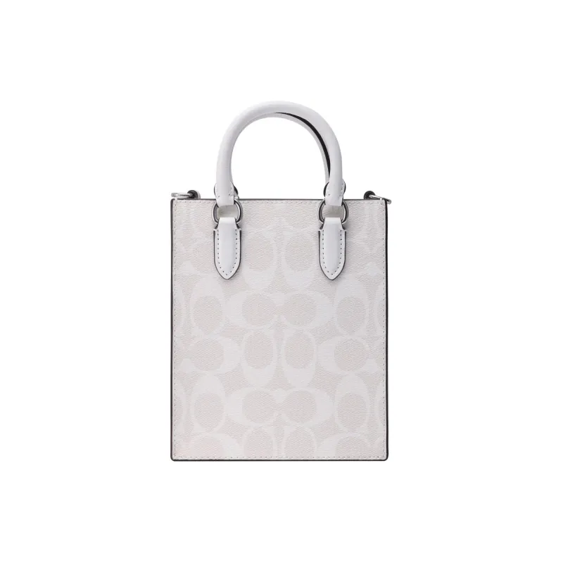 COACH Canvas With Leather Tote Bag Shopping Bag Handbag Shoulder Bag Crossbody Bag Mini Women's White-4