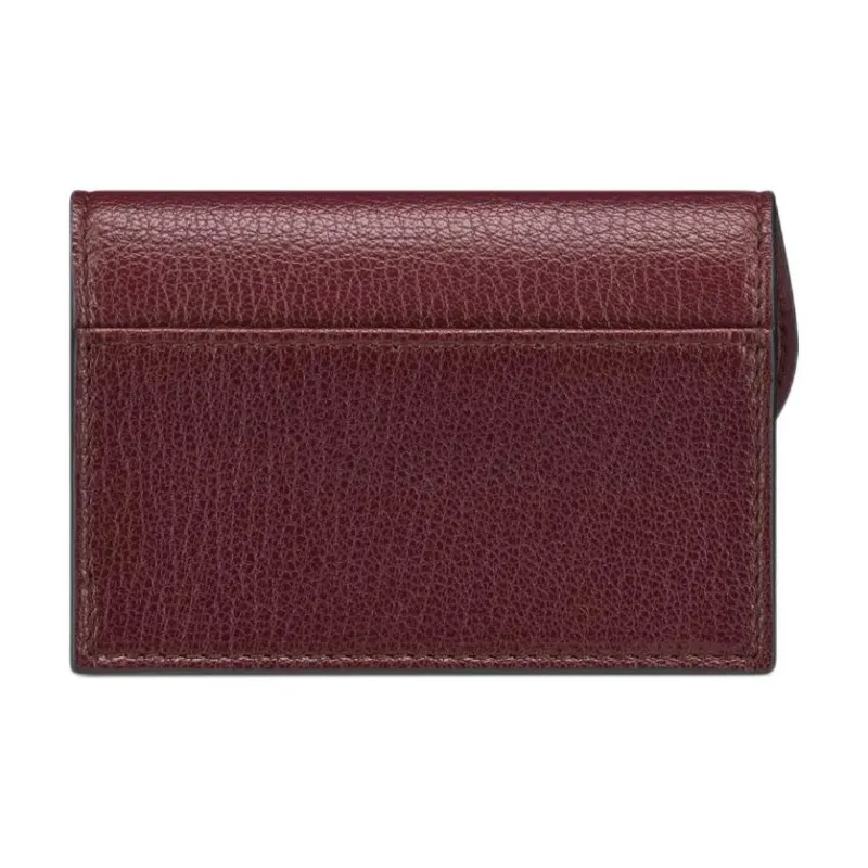 DIOR Saddle Goatskin Card Clip Card Holder Women's Burgundy-1