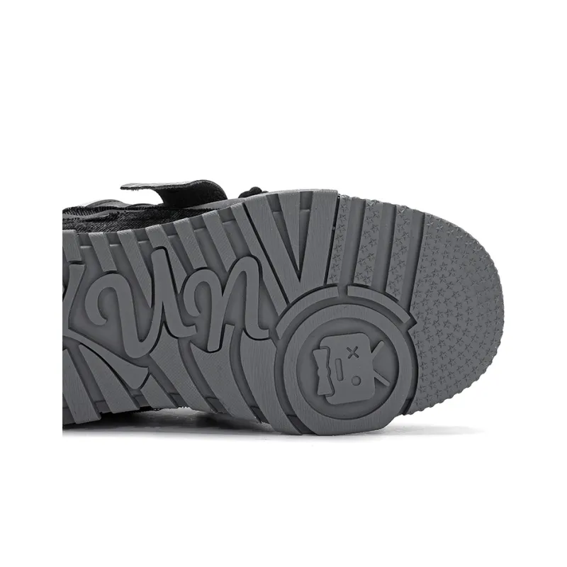 X·LUN [Black Iron Knight] Collection Slip Resistant Cushioning Height Increasing Low Top Skateboard Shoes Unisex Black-5
