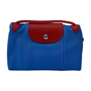 LONGCHAMP Lambskin Handbag Women's Blue & Red