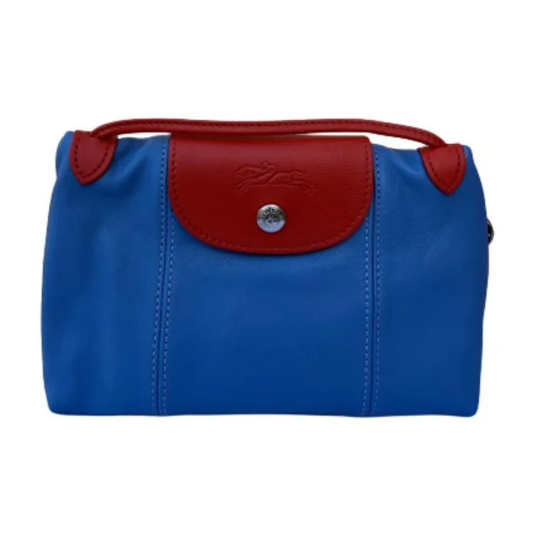 LONGCHAMP Lambskin Handbag Women's Blue & Red-0