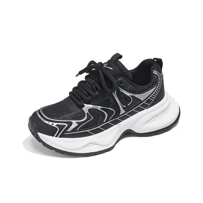 WARRIOR Chunky Sneakers Unisex Low Top Black-1