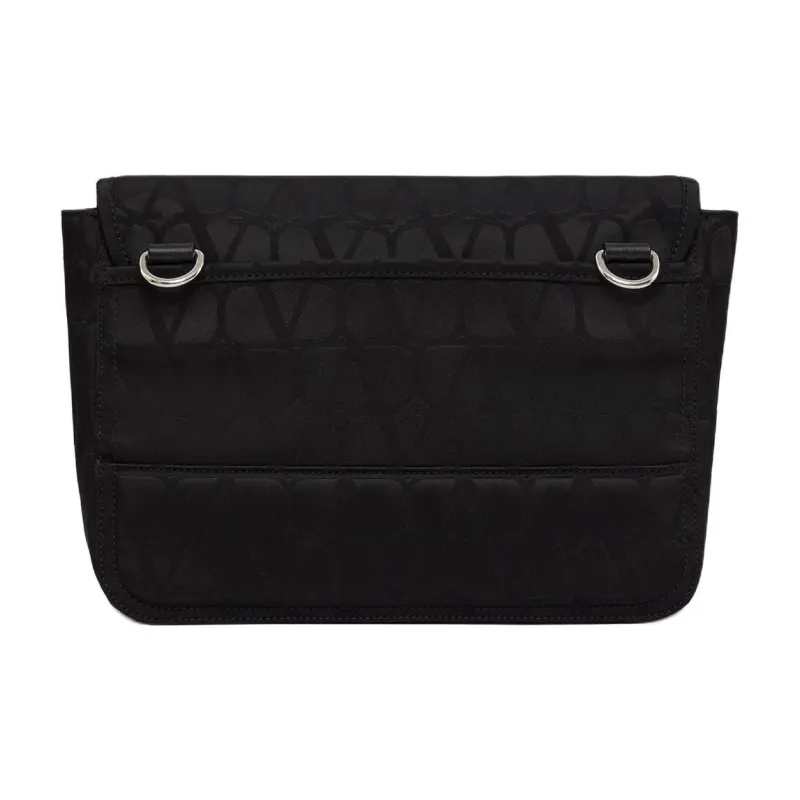 Valentino Calfskin Detail Messenger Bag, Shoulder Bag, Crossbody Bag Men's Black-3