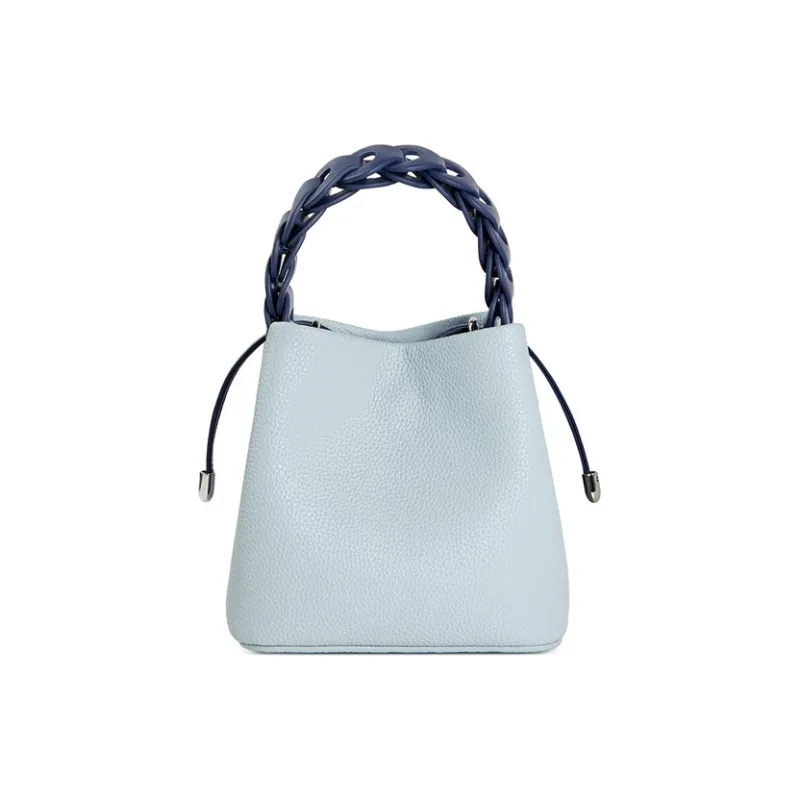 Teenmix Cow Leather With Synthetic Leather Shoulder Bag, Crossbody Bag, Bucket Bag Women's Black/Ecru/Blue-14