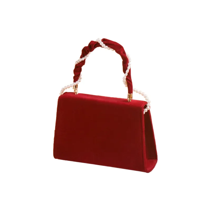 CLEVER& KETCH Corduroy Portable Crossbody Bag Shoulder Bag Small Size Women's Red-2