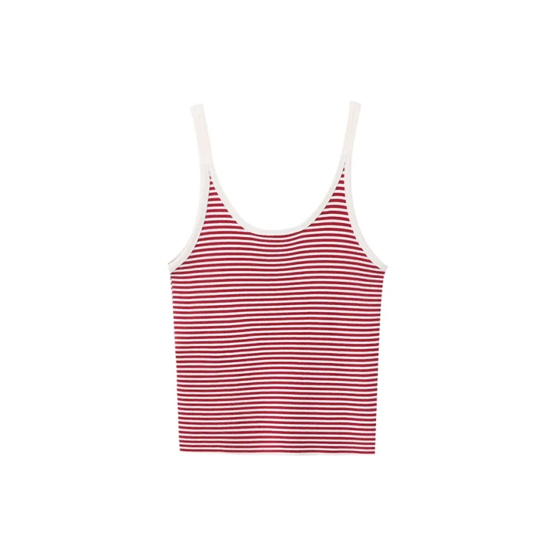After Home Party Camisole Women's Red White Stripes-1