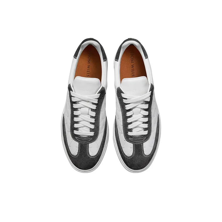 THOM WILLS Trendy Versatile German Army Trainers Low Top Skateboard Shoes Men's Gray White-2