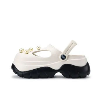 XMISTUO Chanel-Inspired Pearl DIY Height Increasing Closed Toe Sandal Clogs Women's