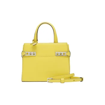 Delvau Tempête Calfskin Shoulder Bag Crossbody Bag Handbag Small Size Women's Pomelo Yellow