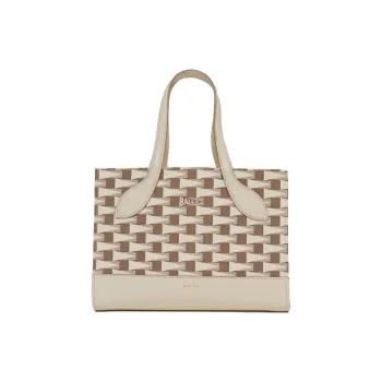 BALLY Leather Tote Bag Shopping Bag Handbag Shoulder Bag Crossbody Bag Women's Multiple Gray & Bone White