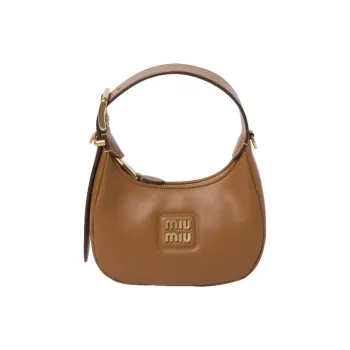 MIU MIU Leather Hobo Bag, Handbag Women's Caramel