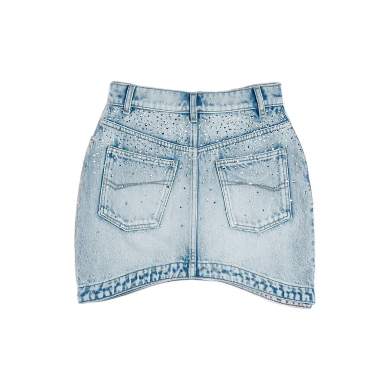 TCH Casual Short Skirts Women's Denim Blue-1