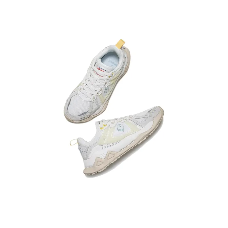 Le Coq Sportif Cushioning Support Lightweight Breathable Low Top Running Shoes Women's Beige Gray-2