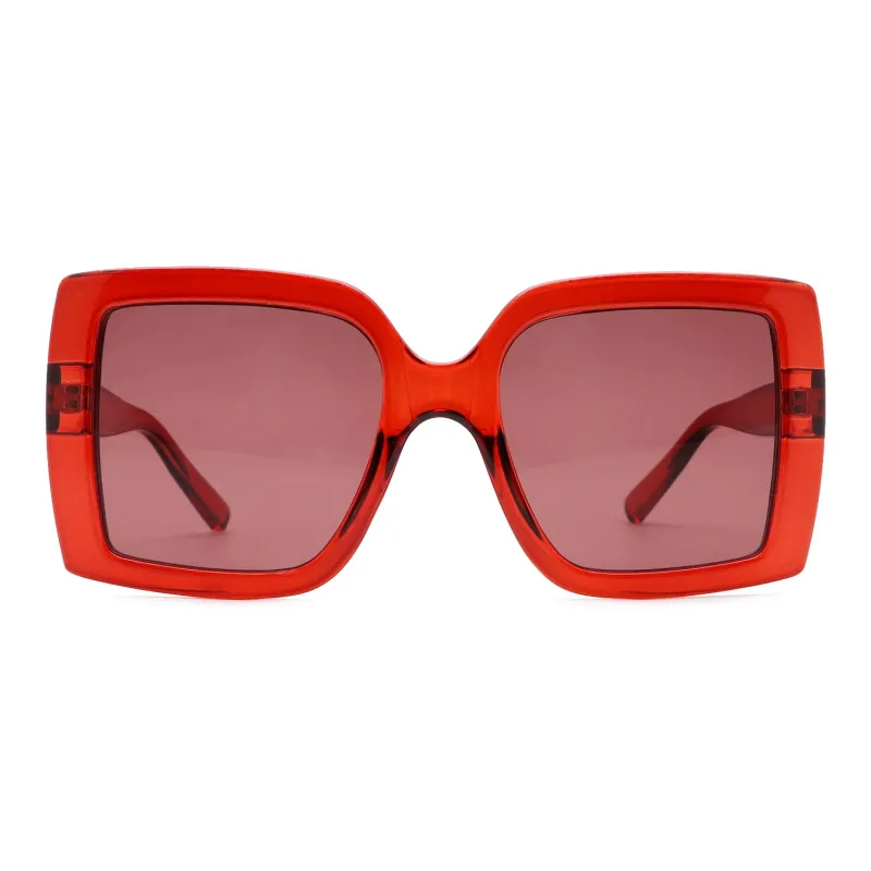 Pair Ponyo PC Square Sunglasses Unisex Transparent Red Frame-2