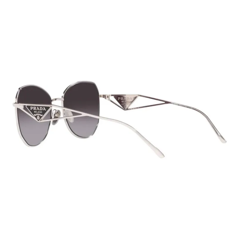 PRADA Metal Irregular Shape Sunglasses Women's Silver-3