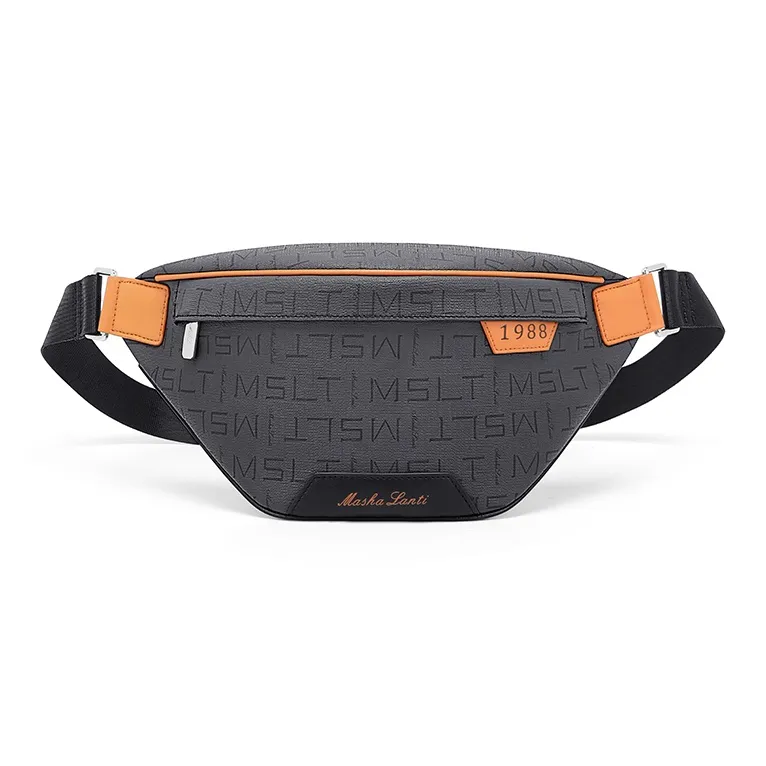 MashaLanti PVC With Synthetic Leather Fanny Pack Regular Men's Gray Blue-1
