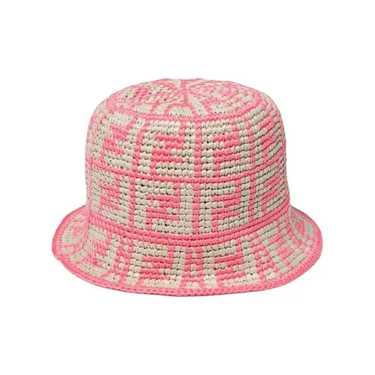 FENDI Crochet knit Jacquard Bucket Hat-1