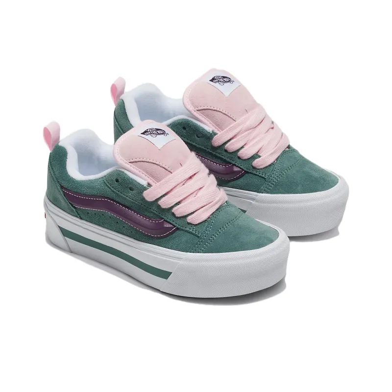 Vans Knu Stack Anti Slip And Wear Resistant Lightweight Low Top Skateboard Shoes Women's Green Pink-1