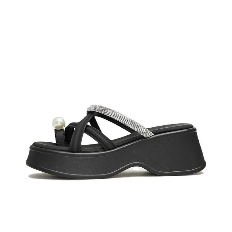 TATA Slide Slippers Women's Black/White/Silver-0
