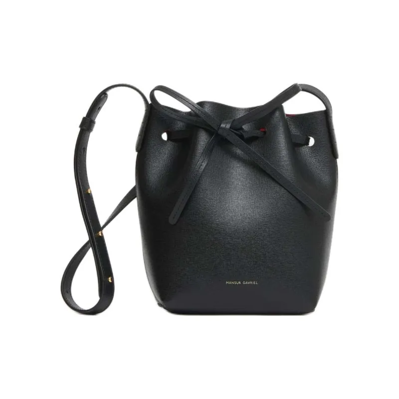 MANSUR GAVRIEL Saffiano Leather Bucket Bags Shoulder Bag Crossbody Bag Extra Mini Women's Black & Flame Red-0