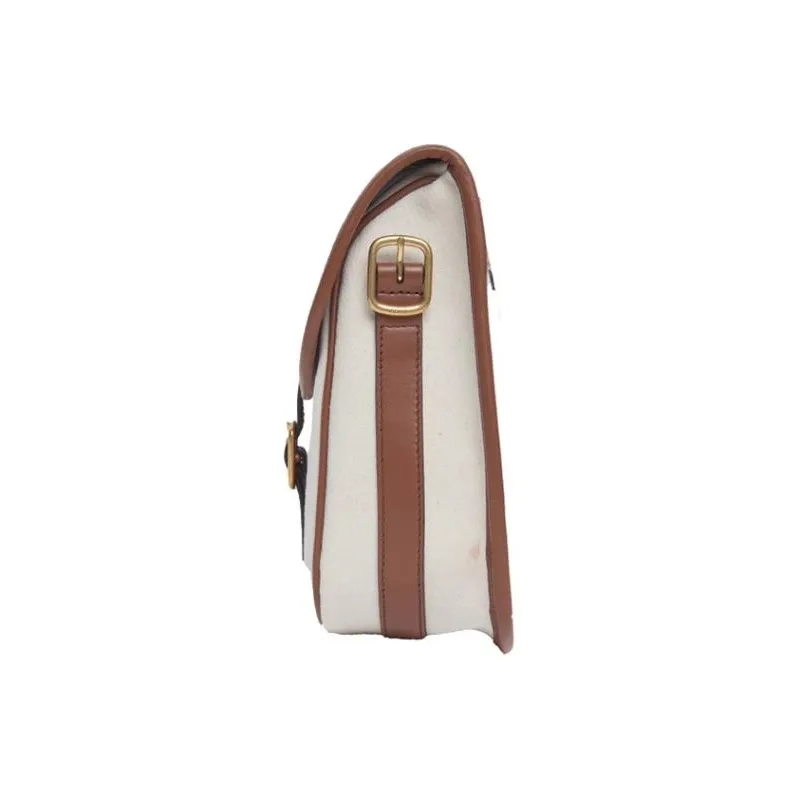 BALLY Fabric Cow Leather Patchwork Shoulder Bag Crossbody Bag Medium Size Men's Bone White & Brown-4