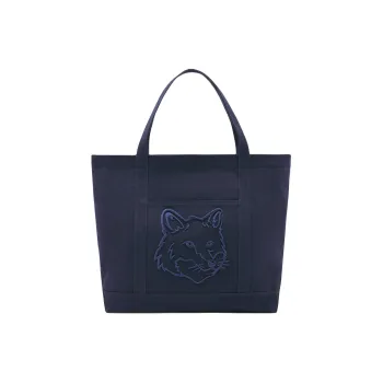 Maison Kitsune Cotton And Canvas Bag, Tote Bag, Shopping Bag, Handbag Large Size Women's Ink Blue