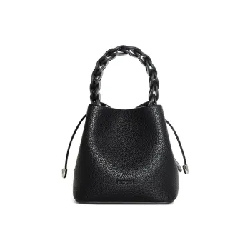Teenmix Cow Leather With Synthetic Leather Shoulder Bag, Crossbody Bag, Bucket Bag Women's Black/Ecru/Blue