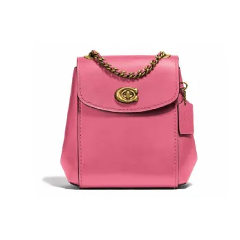 COACH Parker Cow Leather One Shoulder Crossbody Backpack Small Size Women's Pink