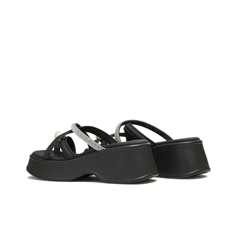 TATA Slide Slippers Women's Black/White/Silver-2