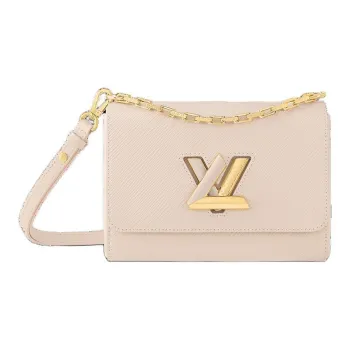 LOUIS VUITTON Twist Epi Textured Leather Patchwork Cow Leather Shoulder Bag Medium Size Women's Quartz White