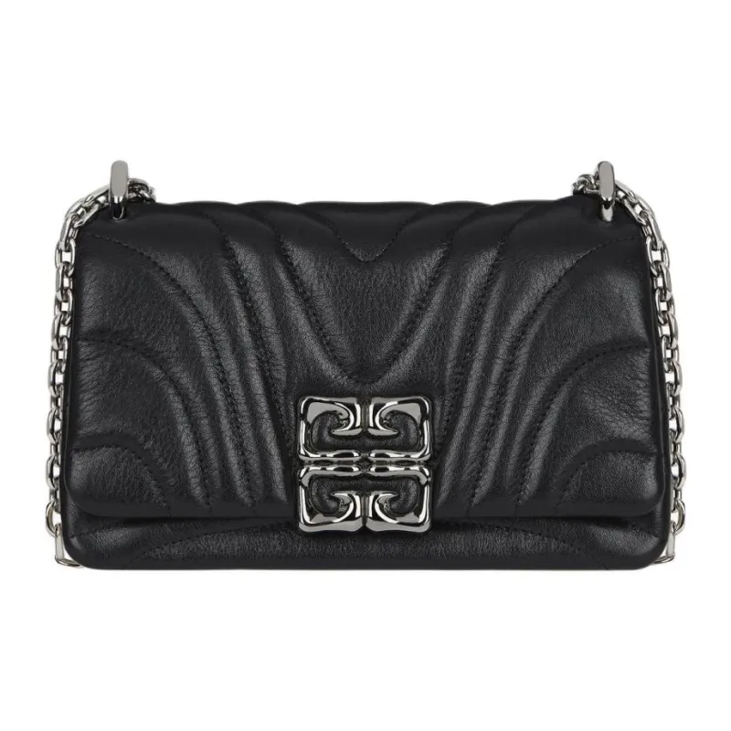 GIVENCHY Quilting Calfskin Crossbody Bag Shoulder Bag Small Size Women's Black-0
