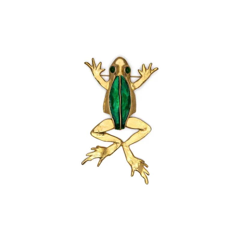 Kenneth Jay Lane Frog Hammered Enamel Brooch-0