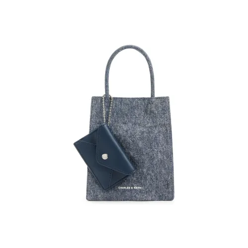 CHARLES&KEITH Fabric Shoulder Bag, Handbag Small Size Women's Dark Denim Blue