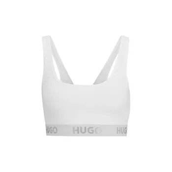 HUGO BOSS Stretch-Cotton Bralette With Logo Band Bra Women's White