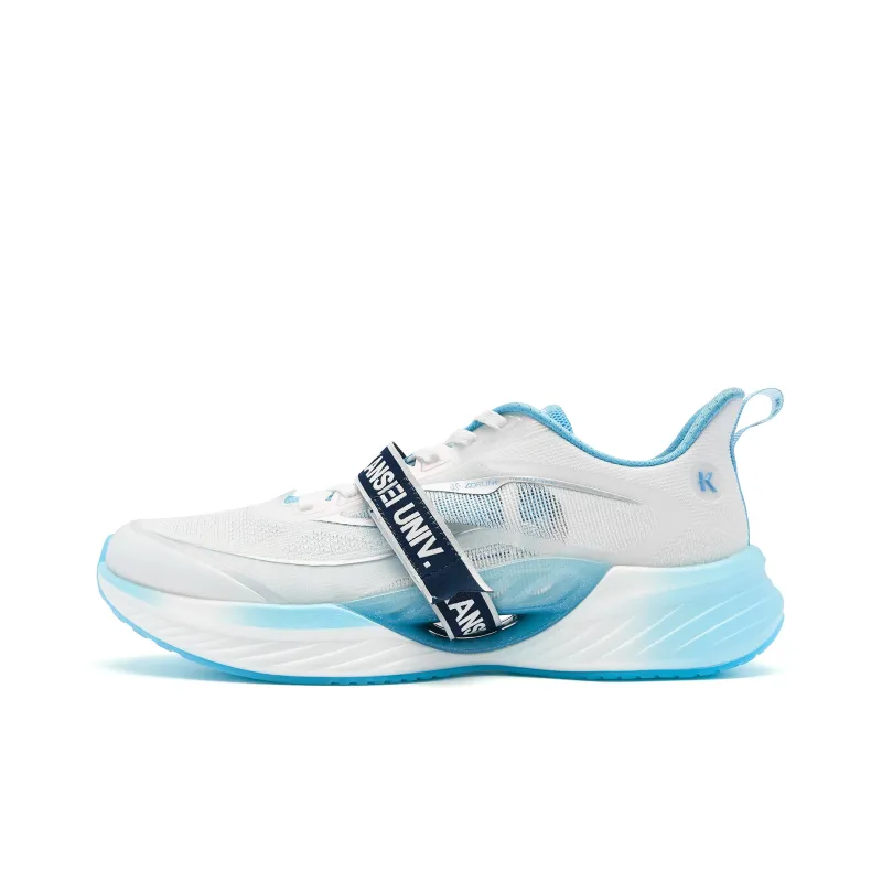 QIAODAN Cushioning Anti Slip And Wear Resistant Low Top Q KUNGFU PRO Running Shoes Men's Jordan White Cirrus Blue-0