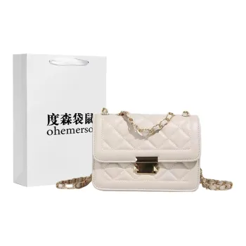 Dusen Kangaroo PU Crossbody Bag Women's White/Black