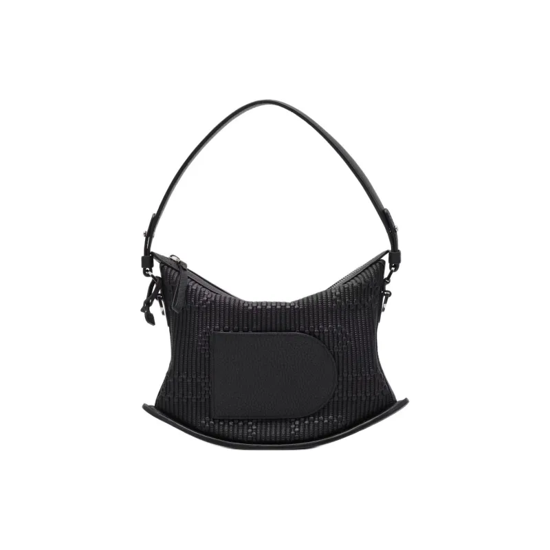 Delvau Pin Swing Taurillon Soft Soft Grain Calfskin One Shoulder Handbags Women's Black-0