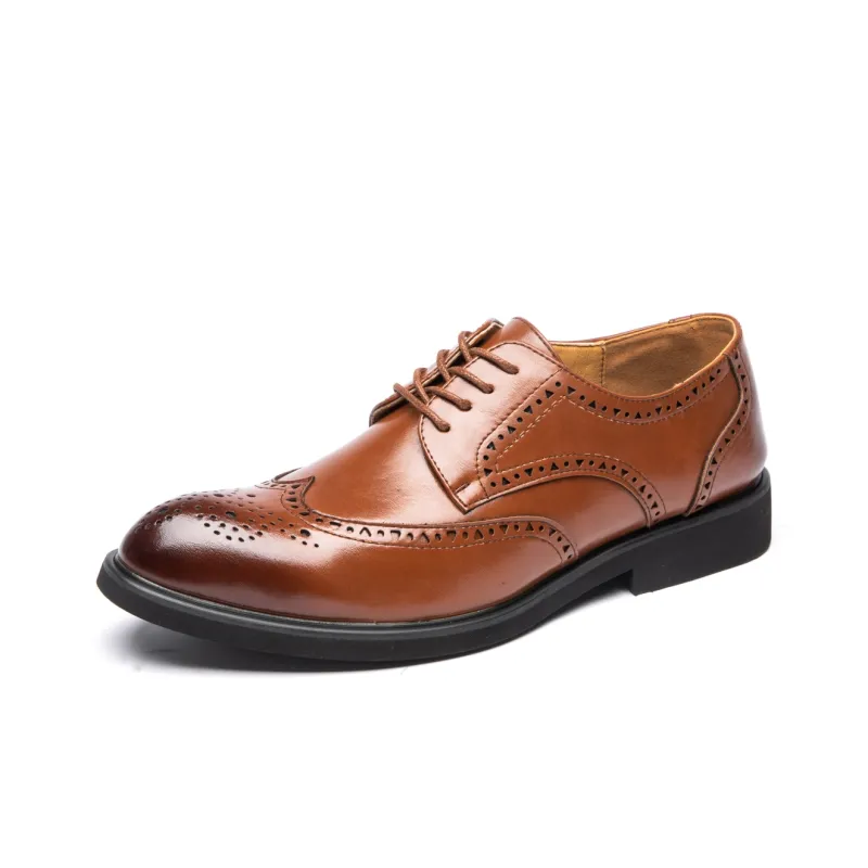 JOSINY Dress Shoes Men Low Top Brown-1