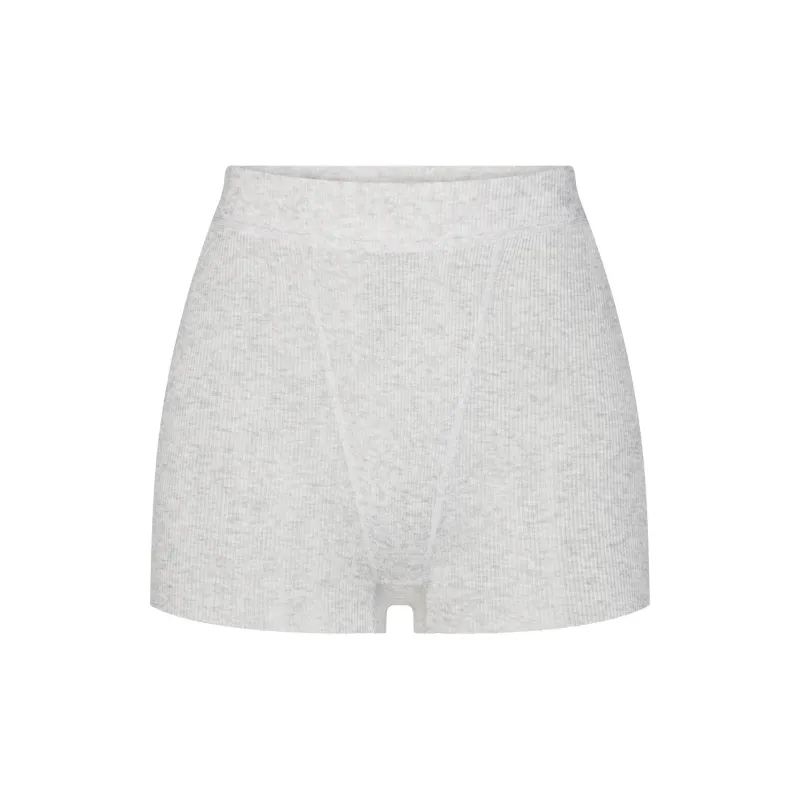 SKIMS THREADBARE RIB SHORT SHORT Boxer Shorts Women's Light Heather Grey-0
