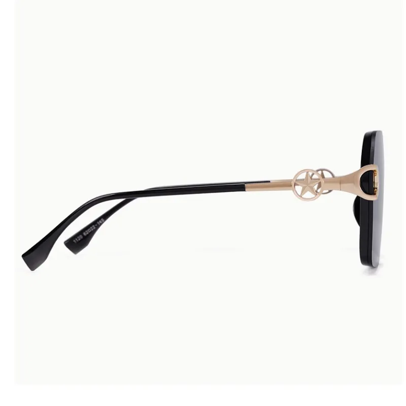 Narandu Plate And Metal PC Irregular Shape Sunglasses Women's Bright Black, Ecru-3
