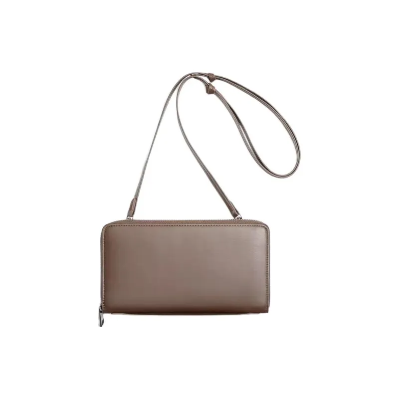 ZARA Artificial Leather Bonded PU Crossbody Bags Wallets Large Size Men's Brown-0