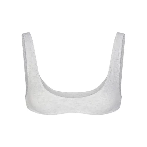 SKIMS THREADBARE RIB MICRO SCOOP BRALETTE Bra Women's Light Heather Grey