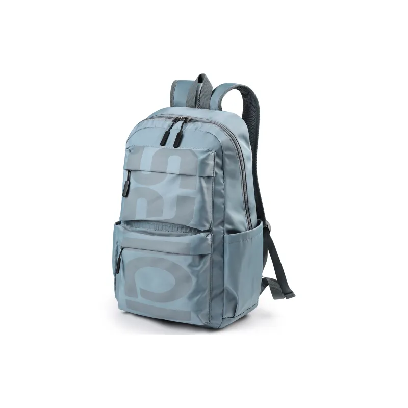 SAIQI Oxford Double Shoulder Backpack Regular Unisex Gray Blue-1