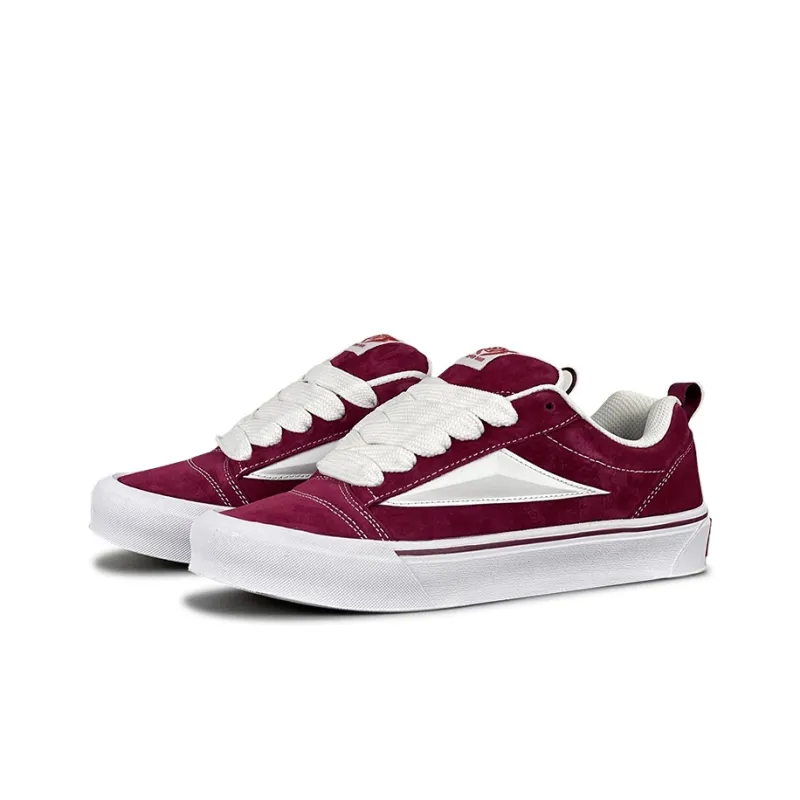 LuzaoT SUPER DRAG Anti Slip Wear Resistant Low Top Skateboard Shoes Unisex Burgundy-2