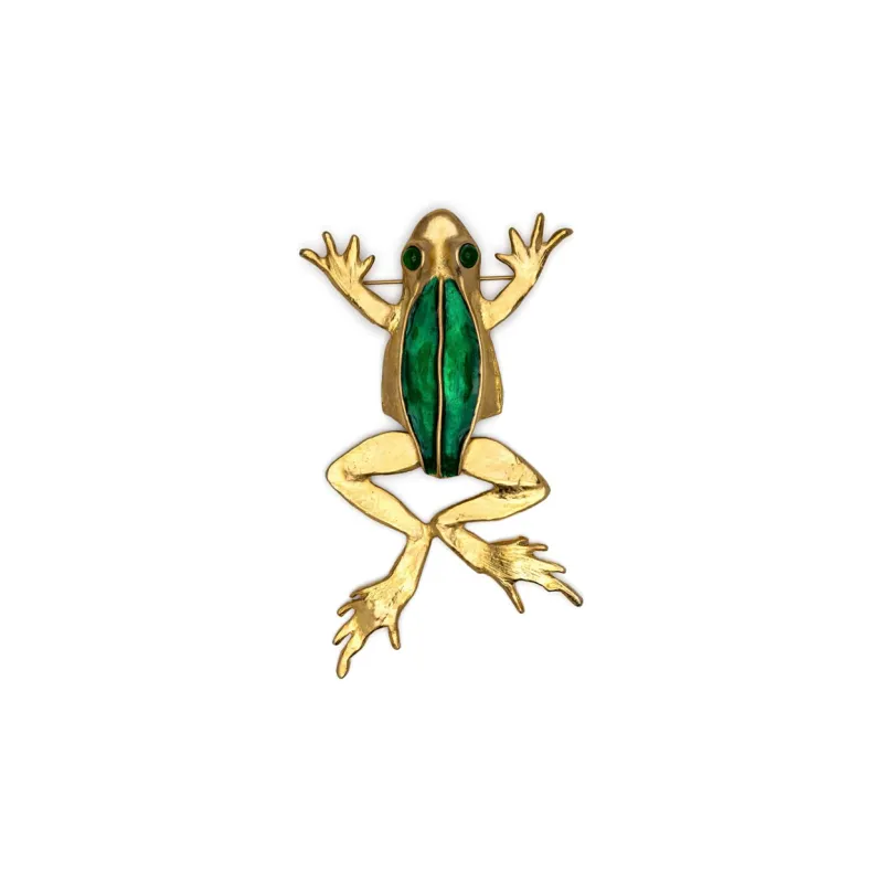 Kenneth Jay Lane Frog Hammered Enamel Brooch-1