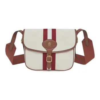 BALLY Fabric Cow Leather Patchwork Shoulder Bag Crossbody Bag Medium Size Men's Bone White & Brown