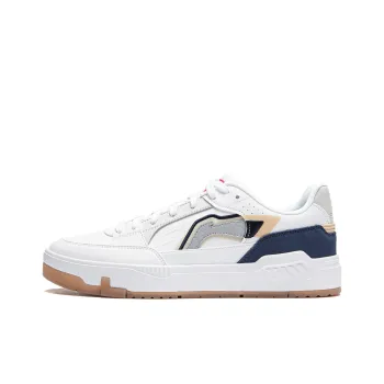 LiNing Common 80s Slip Resistant Cushioning Low Top Skateboard Shoes Men's White Blue